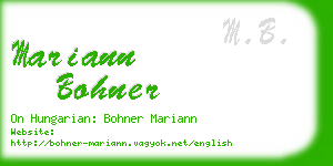 mariann bohner business card